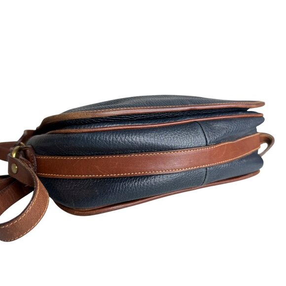 Vintage Coach Brown & Navy Pebbled Leather Crossbody Bag With Zipper Closures & - Picture 7 of 11